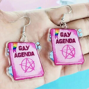 PRIDE MONTH Gay Agenda Awesome Drop Earrings NEW